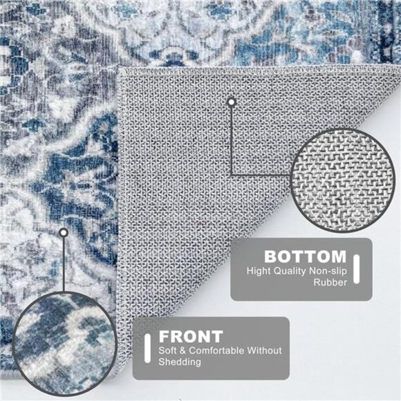 2x3 Small Area Rug, Moroccan Entryway Rugs Indoor Vintage Washable Rug Non-Slip - Picture 3 of 7